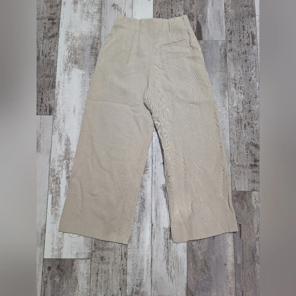 Zara High Waisted Linen Pants Cream Wide Leg Size M‎